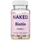 NAKED Biotin 10,000mcg - Max Strength Vitamin B7 Supplement for Healthy Hair, Skin & Nails Support - Non-GMO, Gluten-Free, Vegan - Supports Keratin Production - 120 Capsules