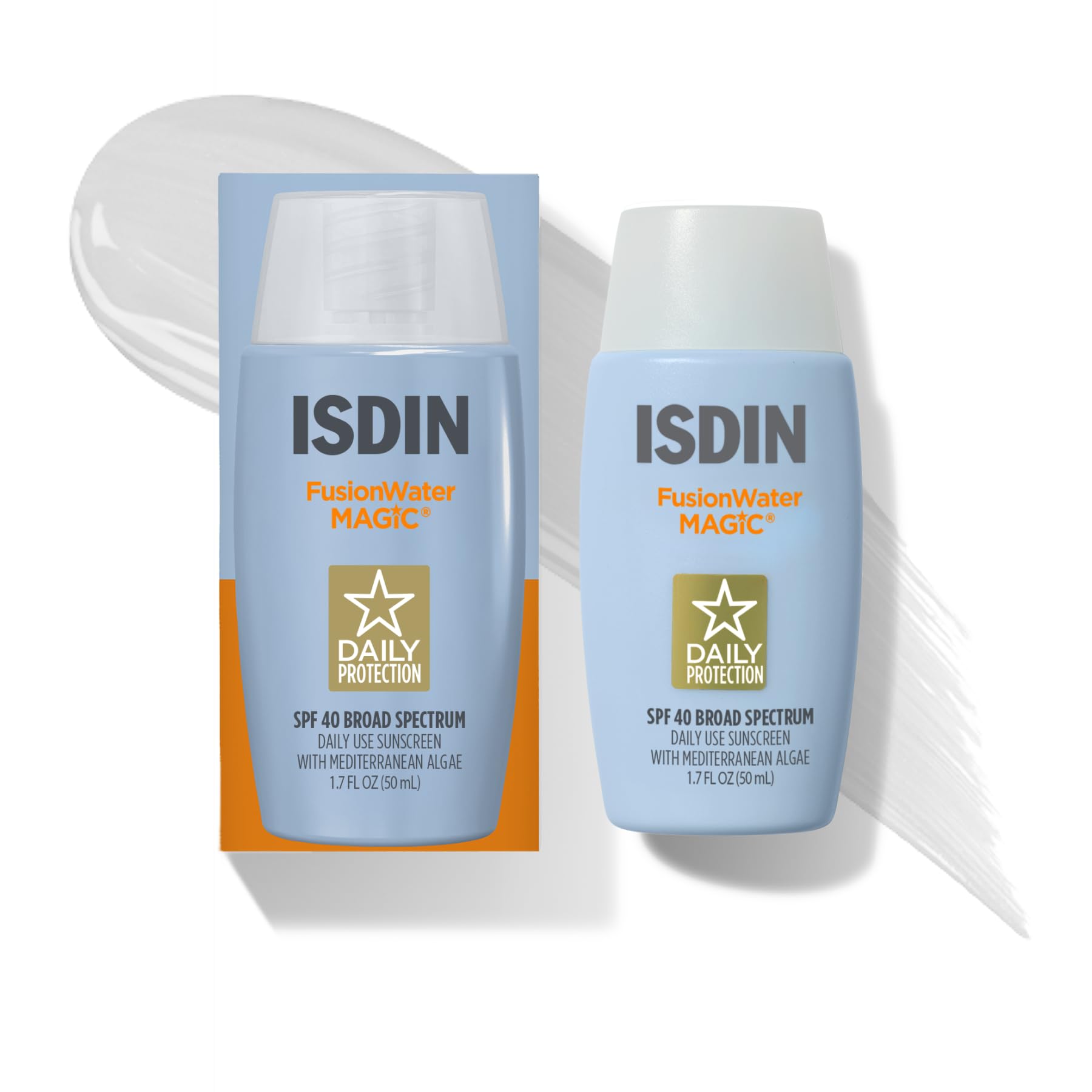 ISDIN Fusion Water MAGIC Lightweight Clear Face Sunscreen SPF 40 | Daily Use, Hyaluronic Acid, Vitamin E, Fast Absorbing, No Greasy Residue, Non-comedogenic, Dermatologist Recommended