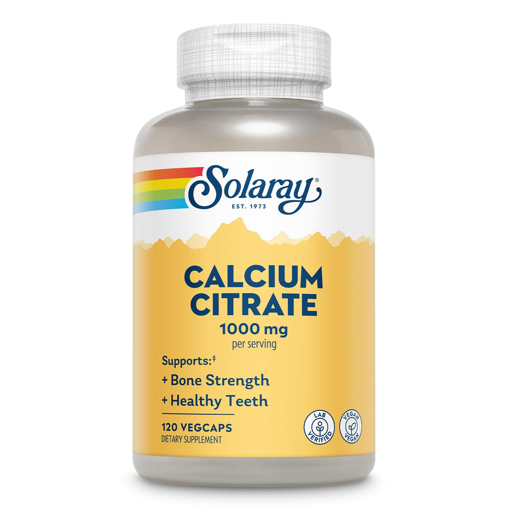SOLARAY Calcium Citrate 1000 mg, 275 VegCaps | Bone & Teeth Support, Gentle Digestion Formula, 68 Servings, Vegan, Lab Verified