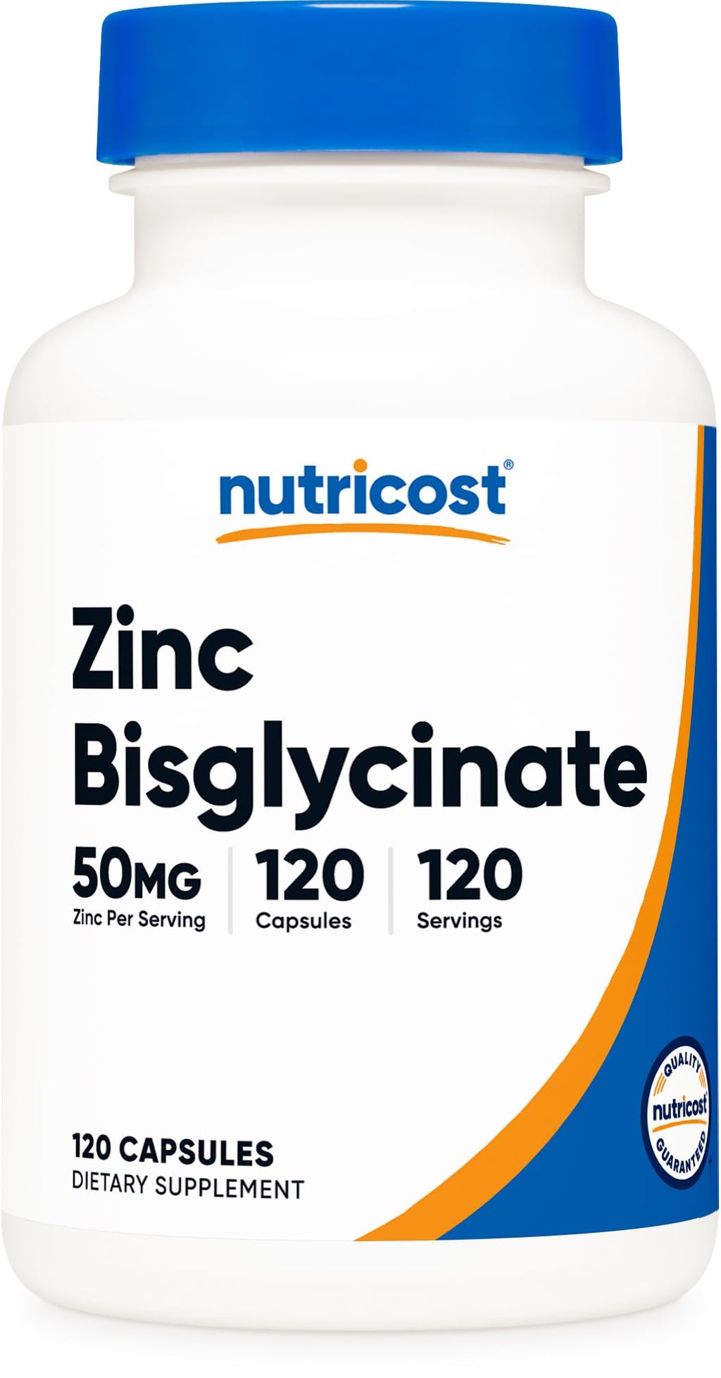 Nutricost Zinc Bisglycinate Supplement (50mg) 120 Vegan Capsules, GMO-Free