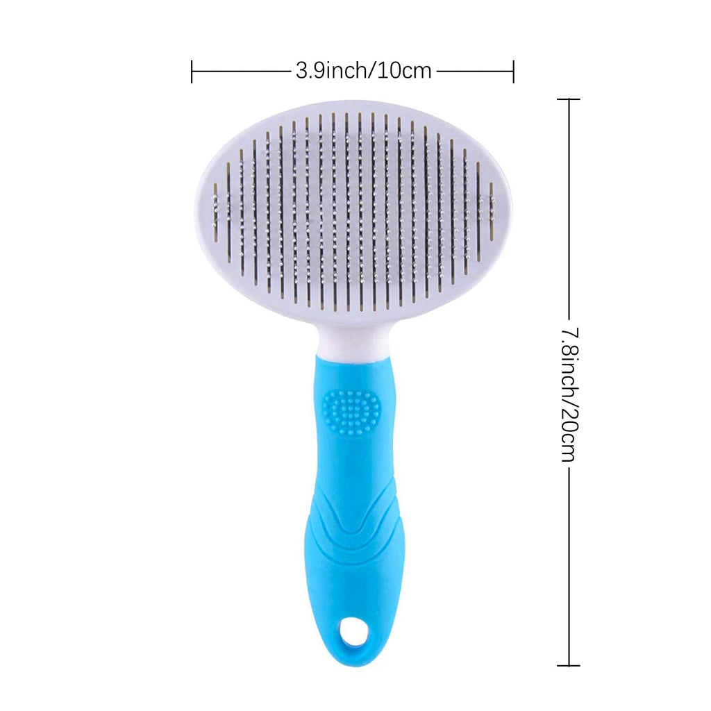 Self Cleaning Slicker Brush - Cat Brush Skin-Friendly Deshedding Grooming Massaging Tool for Long & Short Haired Pets, Cat Hair Brushes Removes Undercoat for Dogs Cats Rabbits-UPGRADED (2Pack Blue)