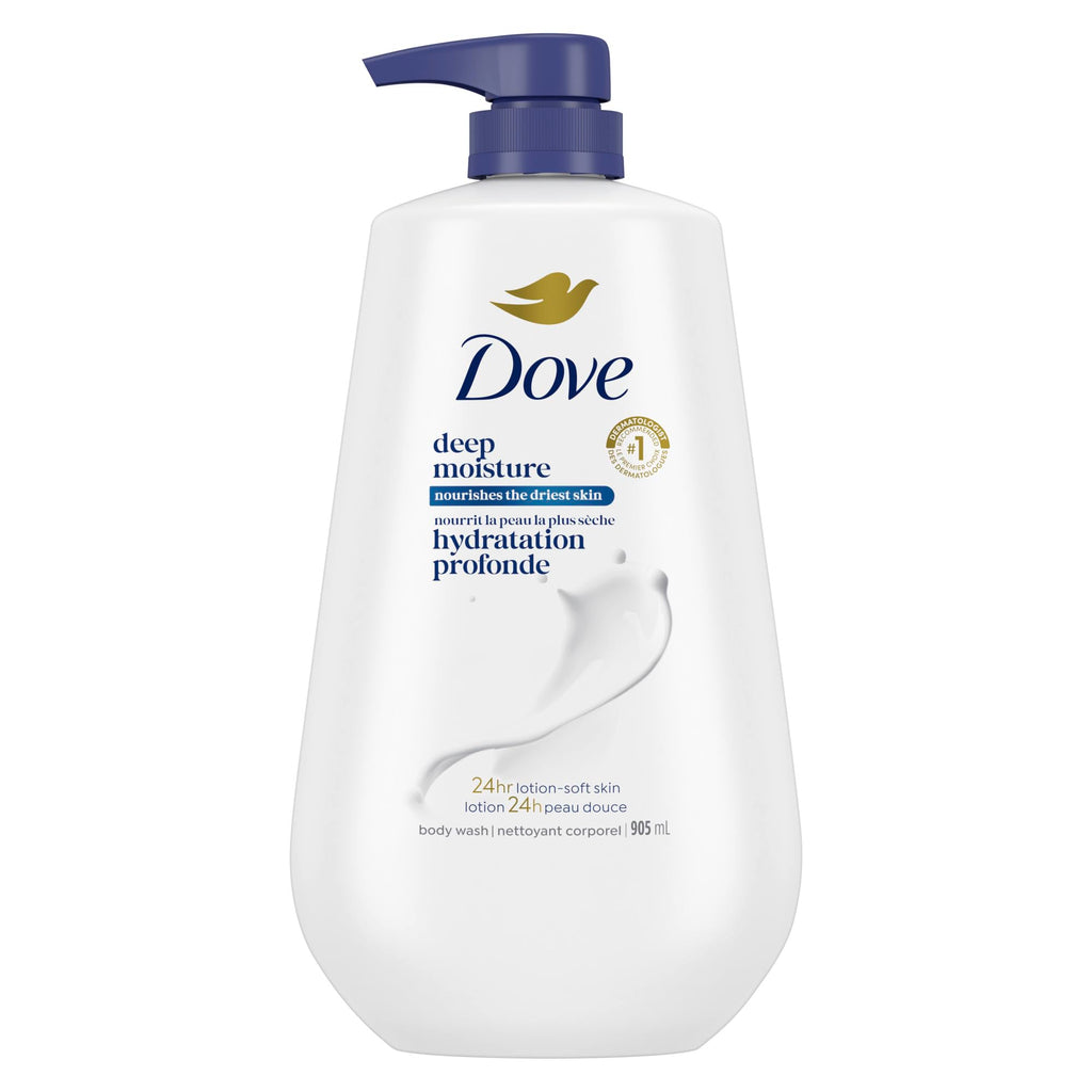Dove Body Wash Body Wash Deep Moisture 30.6 oz Pump, Sulfate Free | Dove Deep Moisture Body Wash hydrates dry skin for 24 hours with a sulfate-free formula and MicroMoisture technology.