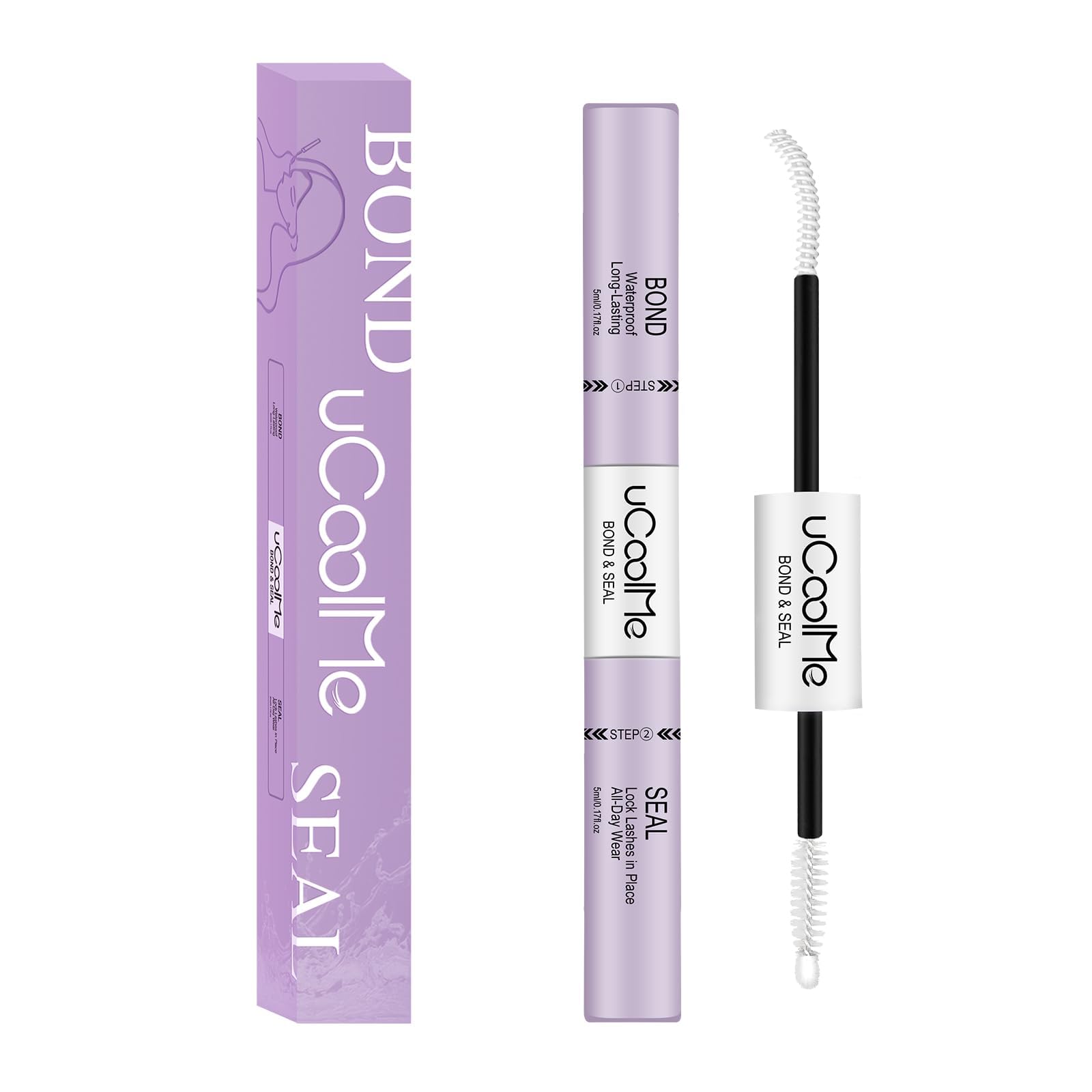 uCoolMe Lash Bond and Seal Waterproof 10ML for Lash Clusters 144Hours SuperStrong Long-Lasting Non-Irritating Eyelash Glue for DIY at Home(Black,10ML)