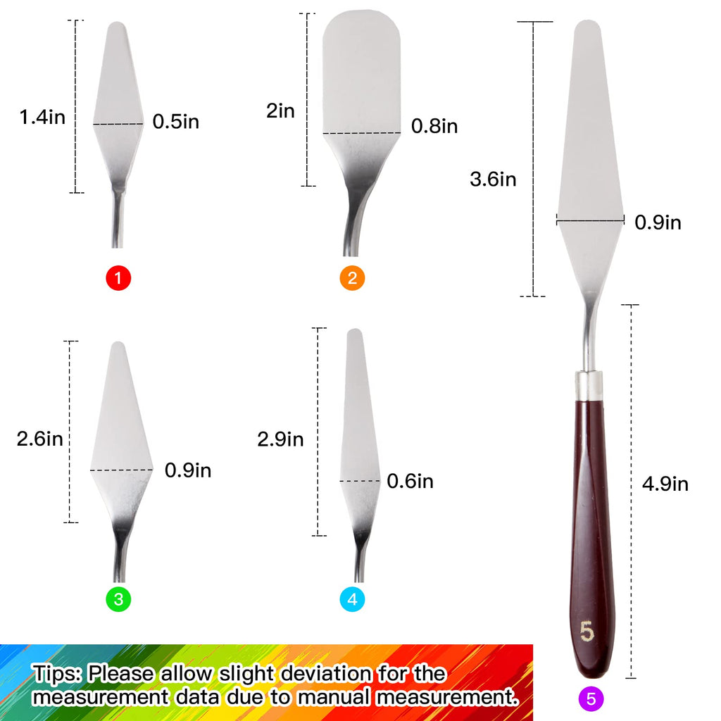 10PCS Palette Knife, Stainless Steel Painting Knife Set, Flexible Spatula Pallet Knife, Metal Artist Knives, Oil Painting Accessories Color Mixing Scraper for Oil, Canvas, Acrylic Painting By CUALORK