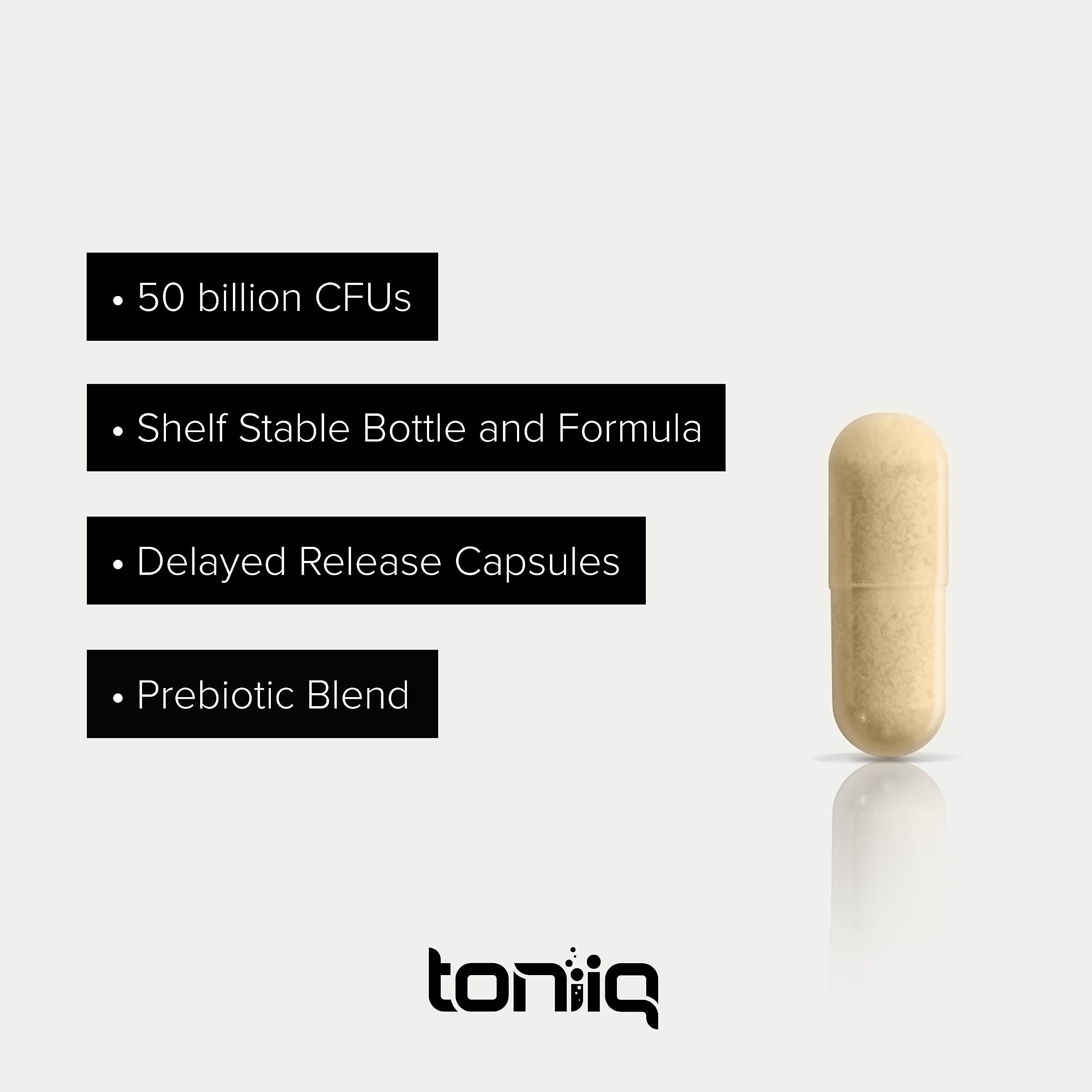 Toniiq 50 Billion CFU Lactobacillus Reuteri Probiotic 50mg per Serving | L Reuteri Probiotics - Highest CFU Count Lactobacillus Reuteri Probiotic - 60 Vegetarian Capsules - 60 Servings