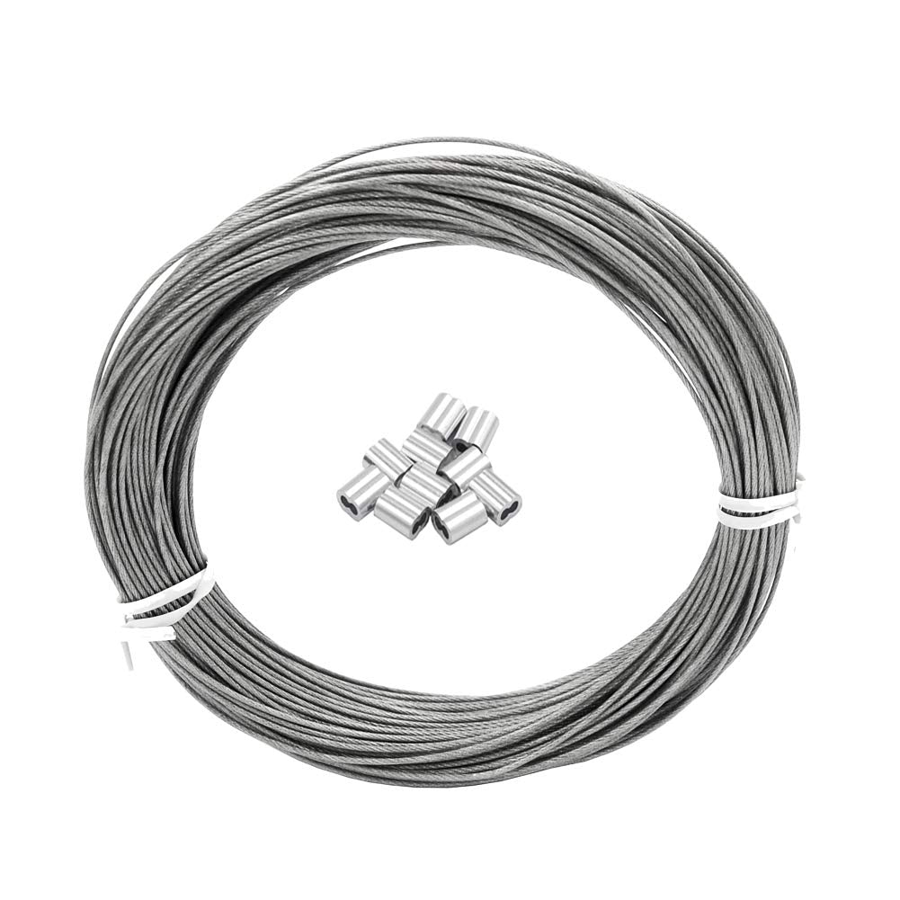 Buy now DGOL Coated 100 ft Picture Wire 304 Stainless Steel Rope 1/16 inch (1.5 mm) Photo Hanging Cable,7x7 Standard Core,100 feet,with 10pcs Sleeves at indiglob india