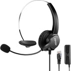 Buy now AGPTEK® Hands-Free Call Center Noise Cancelling Corded Monaural Headset Headphone for Desk Telephone with 4-Pin RJ9 Crystal Head at indiglob india