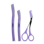 Plum Beauty Eyebrow Shaping Set – 2 Razors & Trimming Scissor with Brush