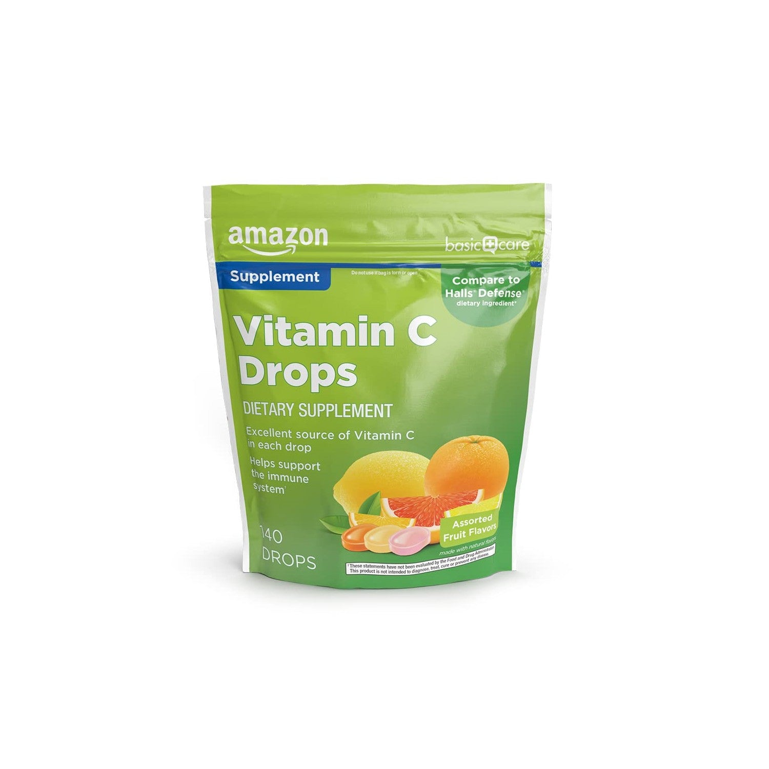 Amazon Basic Care Vitamin C Supplement Drops, Lemon, Orange & Grapefruit, 140 count (Previously SoundHealth)