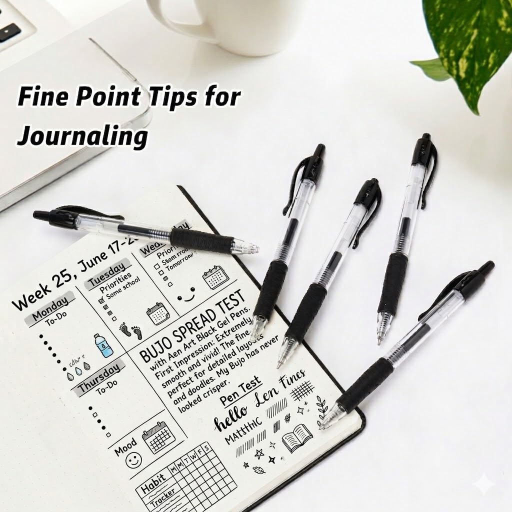Aen Art 30 Gel Pens, Retractable Gel Ink Roller Pens for Smoothly Writing