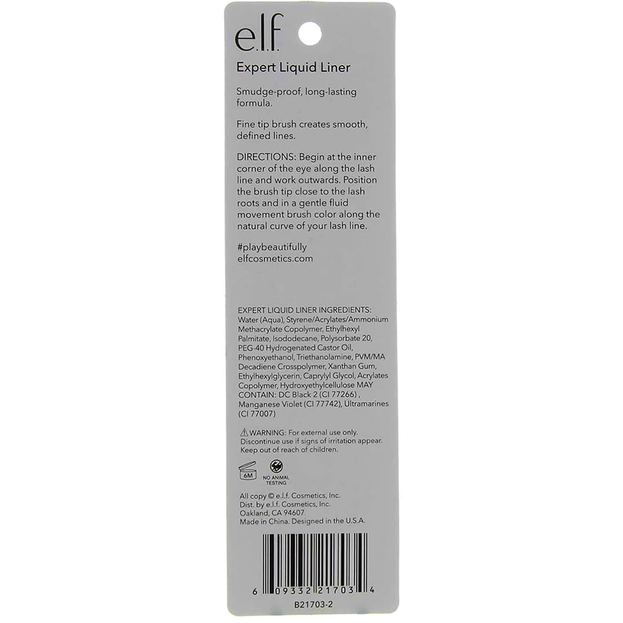 e.l.f. Liquid Eyeliner, High-pigment Liquid Eyeliner With Extra-Fine Brush Tip, Easy Glide Smudge-proof Formula, Midnight