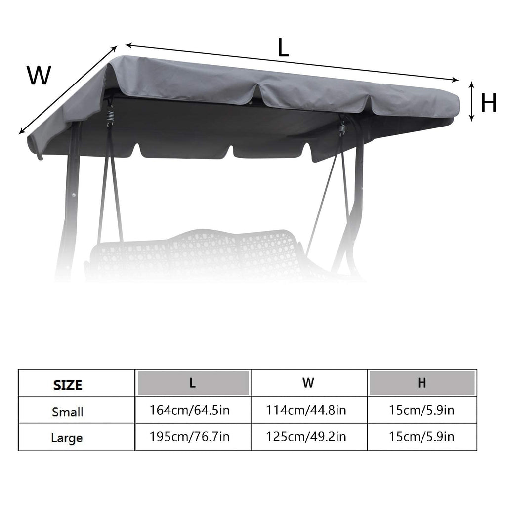 Buy now Swing Chair Canopy Replacement, 2 Seater Garden Seat Cover, Waterproof Windproof Anti-UV Heavy Duty Rip Proof Hammock Top Outdoor Furniture Covers (Grey, Small), Gray at indiglob india