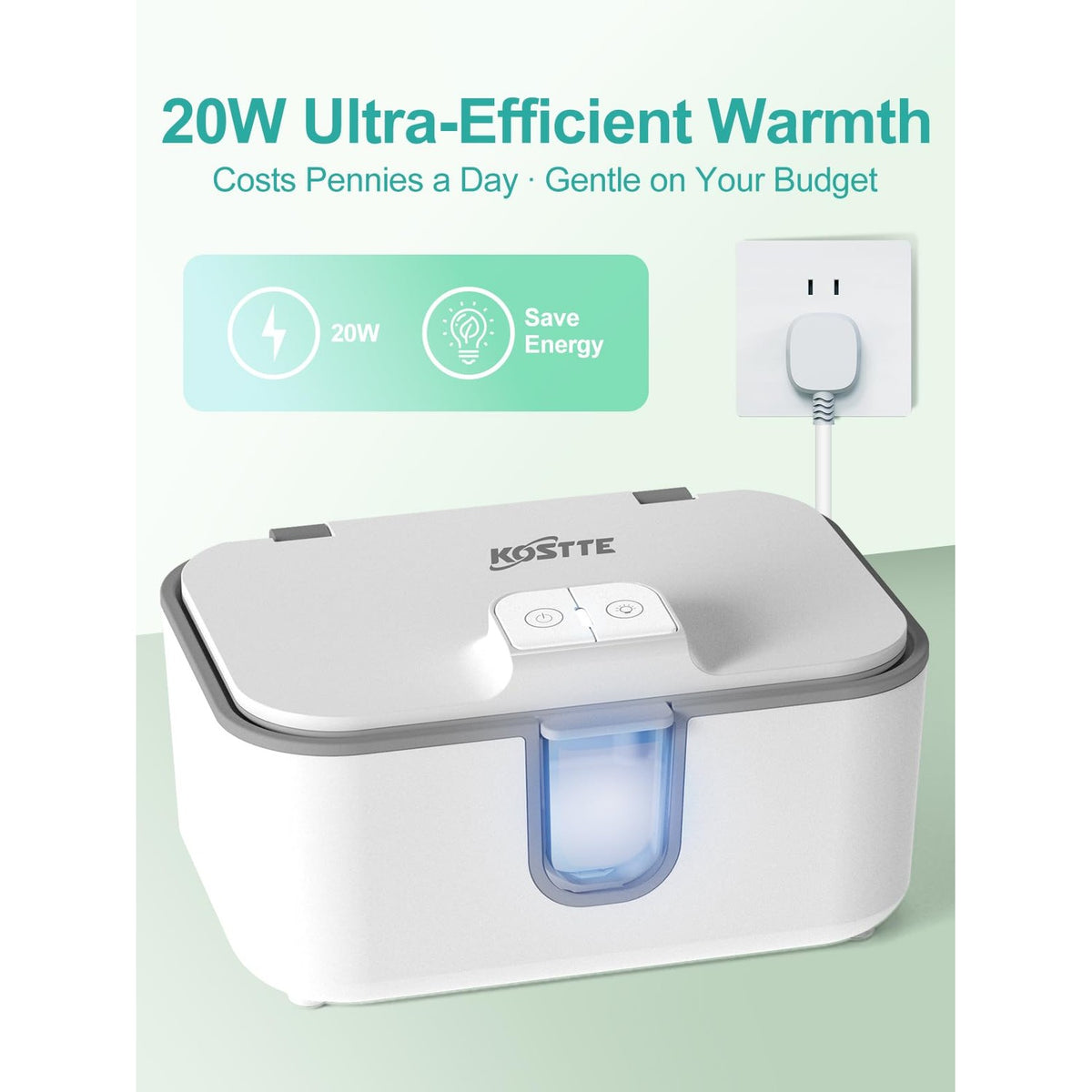 Baby Wipes Warmer, Diaper Wipe Warmer with Night Light, White