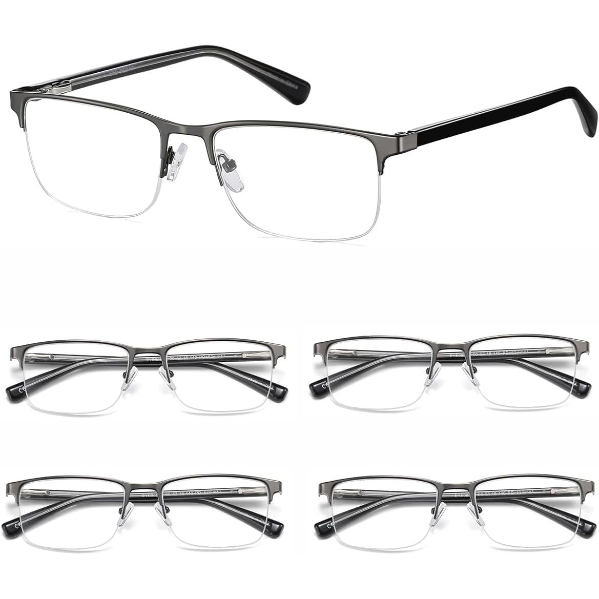 Buy now EYECEDAR 5-Pack Reading Glasses For Men Spring Hinges Readers for Men 1.00 Gunmetal 1.0 x at indiglob india