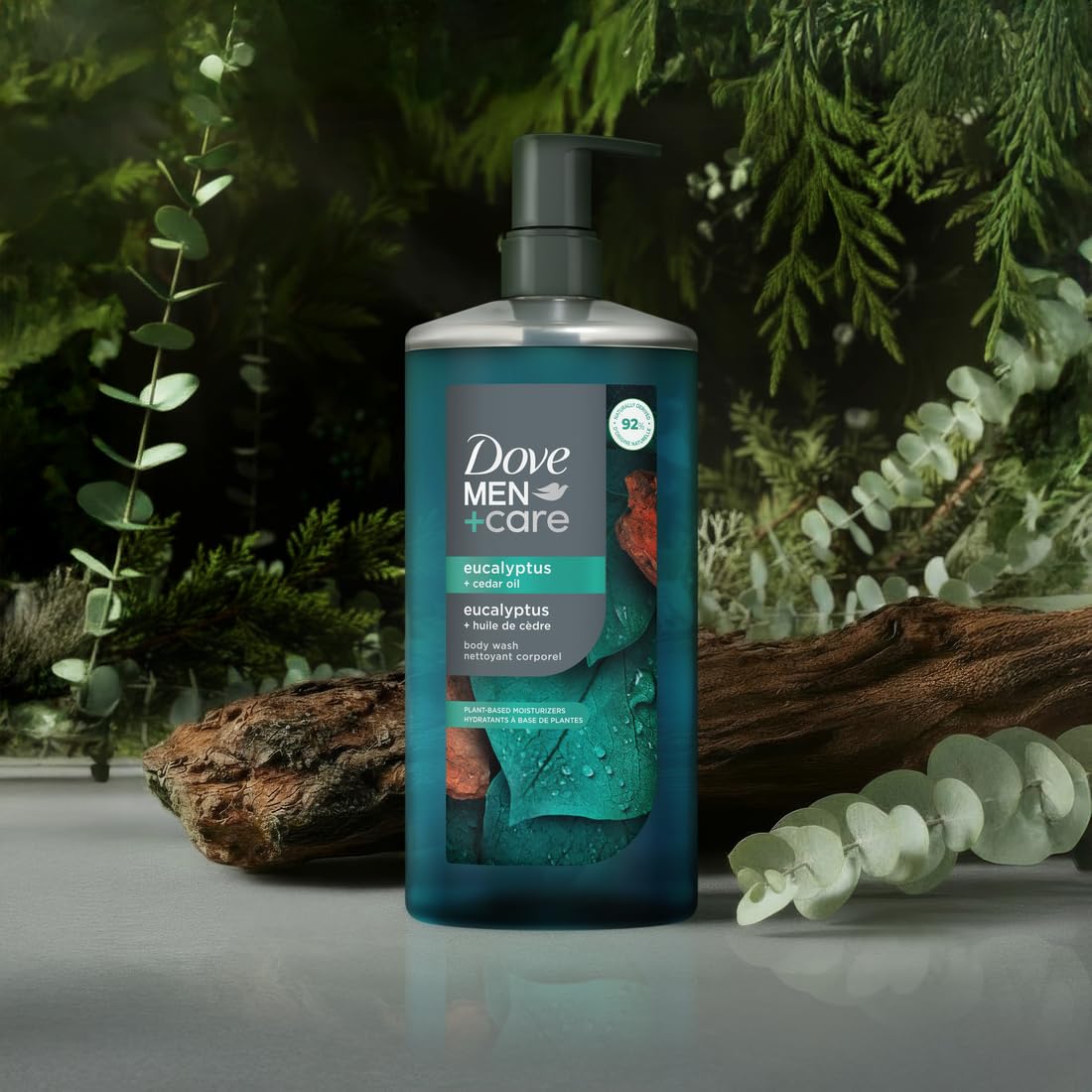 DOVE MEN Moisturizing Body Wash for Men, Eucalyptus + Cedar Oil, 26oz