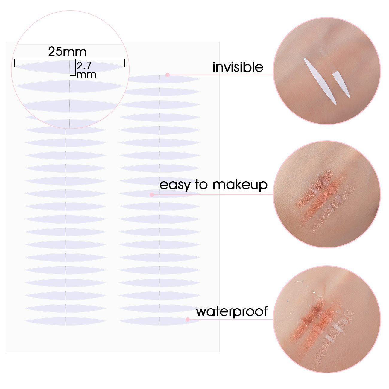 Buy now 3 Packs Ultra Invisible Two-Sided Sticky Double Eyelid Tapes Stickers, Medical-use Adhesive Fiber, Instant Eyelid Lift Without Surgery Perfect for Heavy Saggy, Hooded, Droopy, Uneven, Mono-eyelids at indiglob india