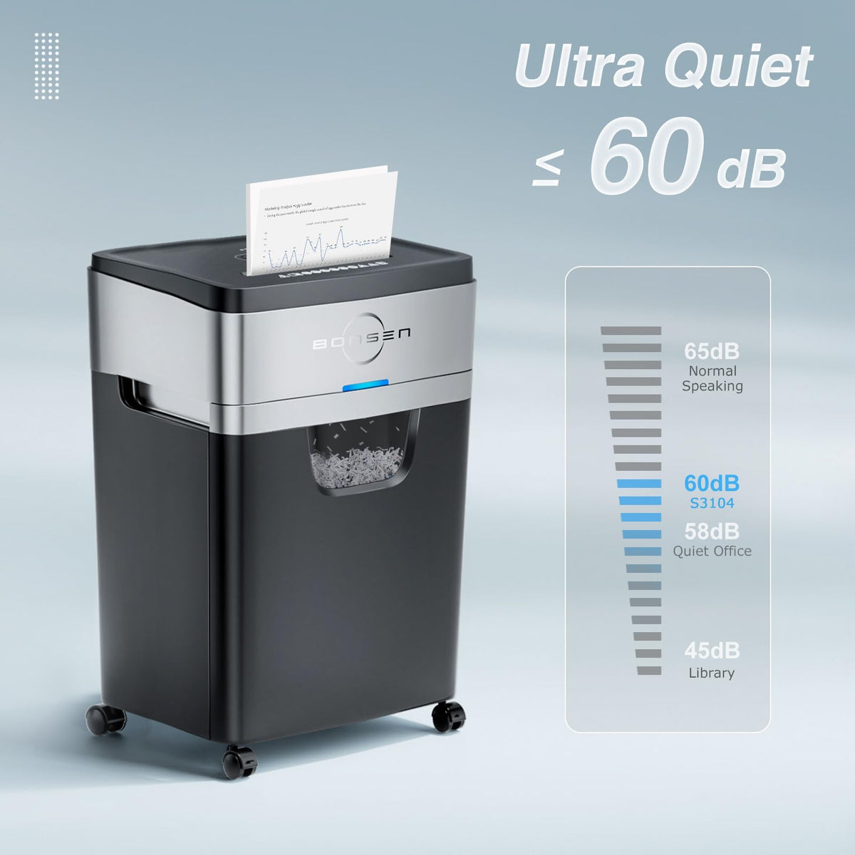 BONSEN 20-Sheet Cross-Cut P-4 High Security Heavy Duty Paper Shredder