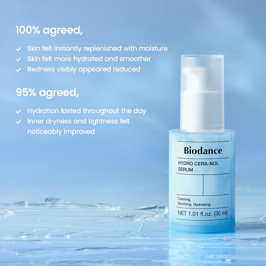 BIODANCE Hydro Cera-nol Serum, Hydrating, Soothing Facial Serum for Dry & Sensitive Skin with Ceramide, D-Panthenol, Hyaluronic Acid, Korean Skin Care | 1.01 fl.oz x 1 ea