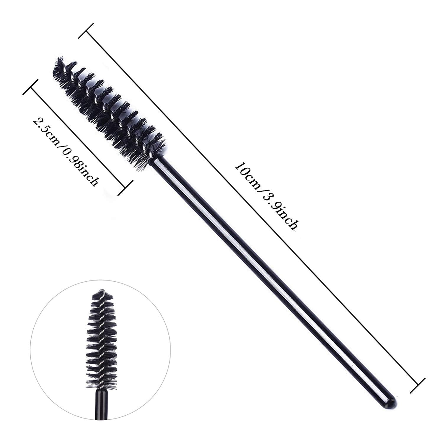 100 Pcs Disposable Eyelash Brushes for Eye Lashes and Makeup (Black)