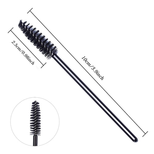 100 Pcs Disposable Eyelash Brushes for Eye Lashes and Makeup (Black)