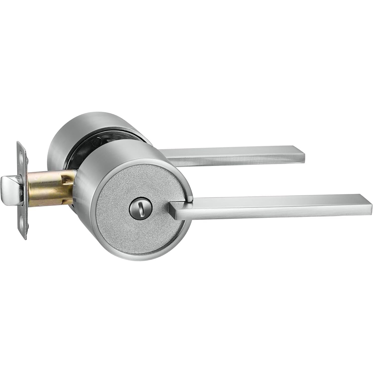 Buy now Berlin Modisch Zero Gravity Urban Series Dummy Lever Door Handle Pack of 2 Non-Turning Single Side Pull Only Lever Set [for Closet or French Doors] Heavy Duty – Iron Black Finish Privacy [Lock with no key required] Satin Nickel at indiglob india