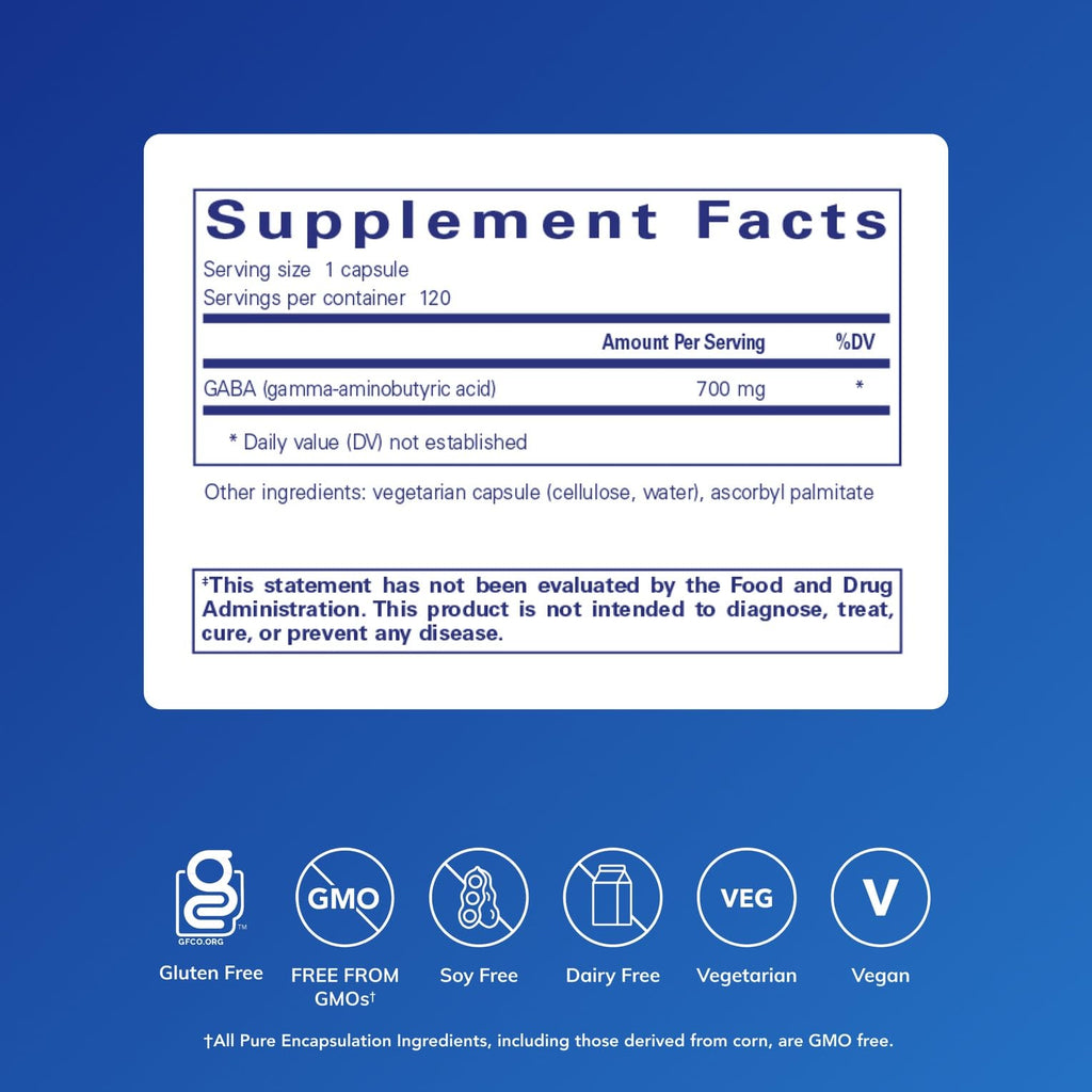 Pure Encapsulations GABA, 120 Capsules | Supplement to Support Relaxation and Moderation of Occasional Stress*, with Premium GABA Amino Acids