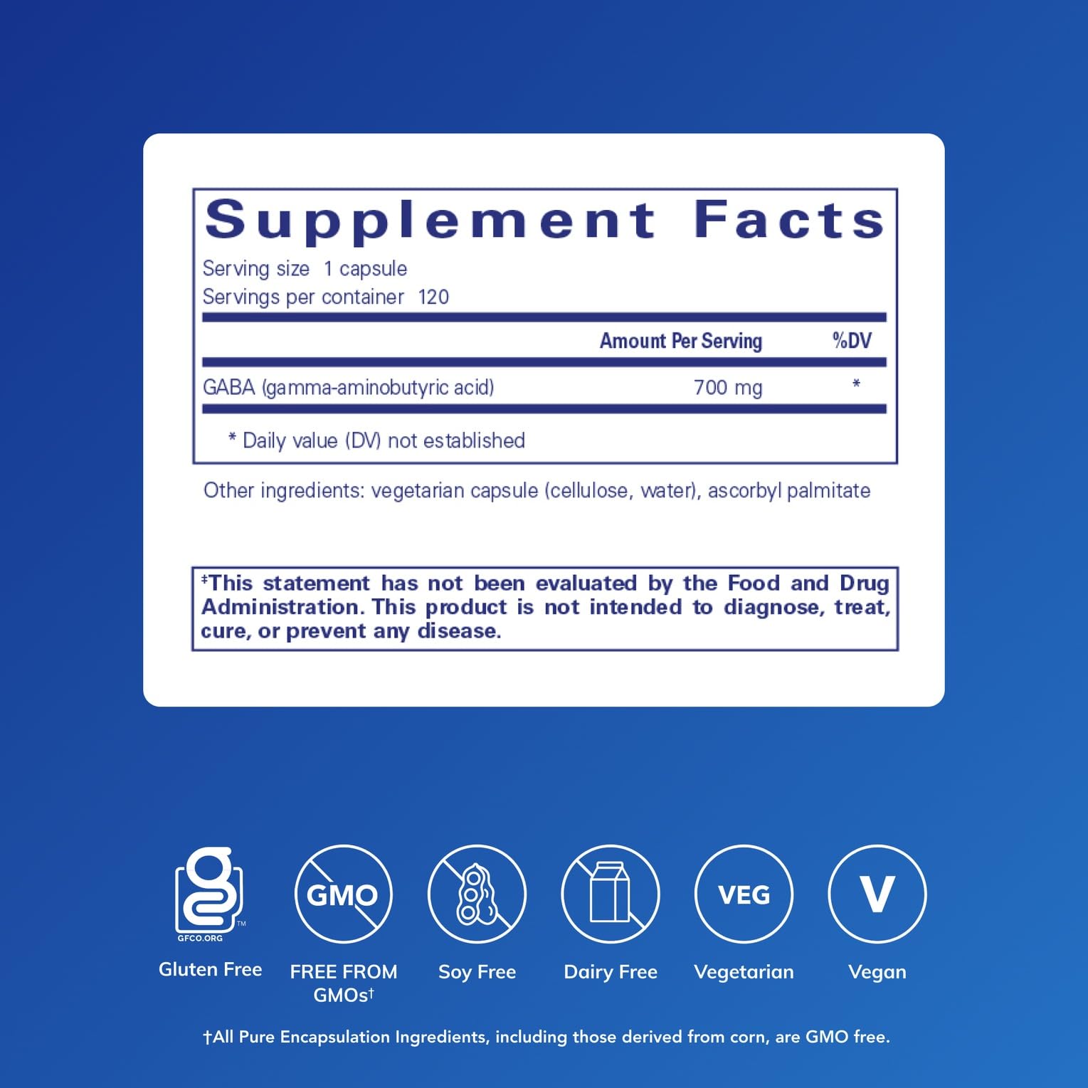 Pure Encapsulations GABA, 120 Capsules | Supplement to Support Relaxation and Moderation of Occasional Stress*, with Premium GABA Amino Acids