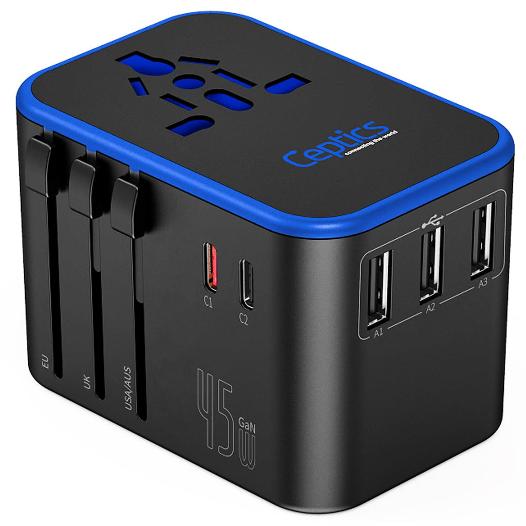 Buy now Ceptics Schuko Germany, France Plug Adapter, Dual Input - Ultra Compact Light Weight - Usa to Russia, South Korea Travel Adaptor Plug - Type E/F (3 Pack) at indiglob india