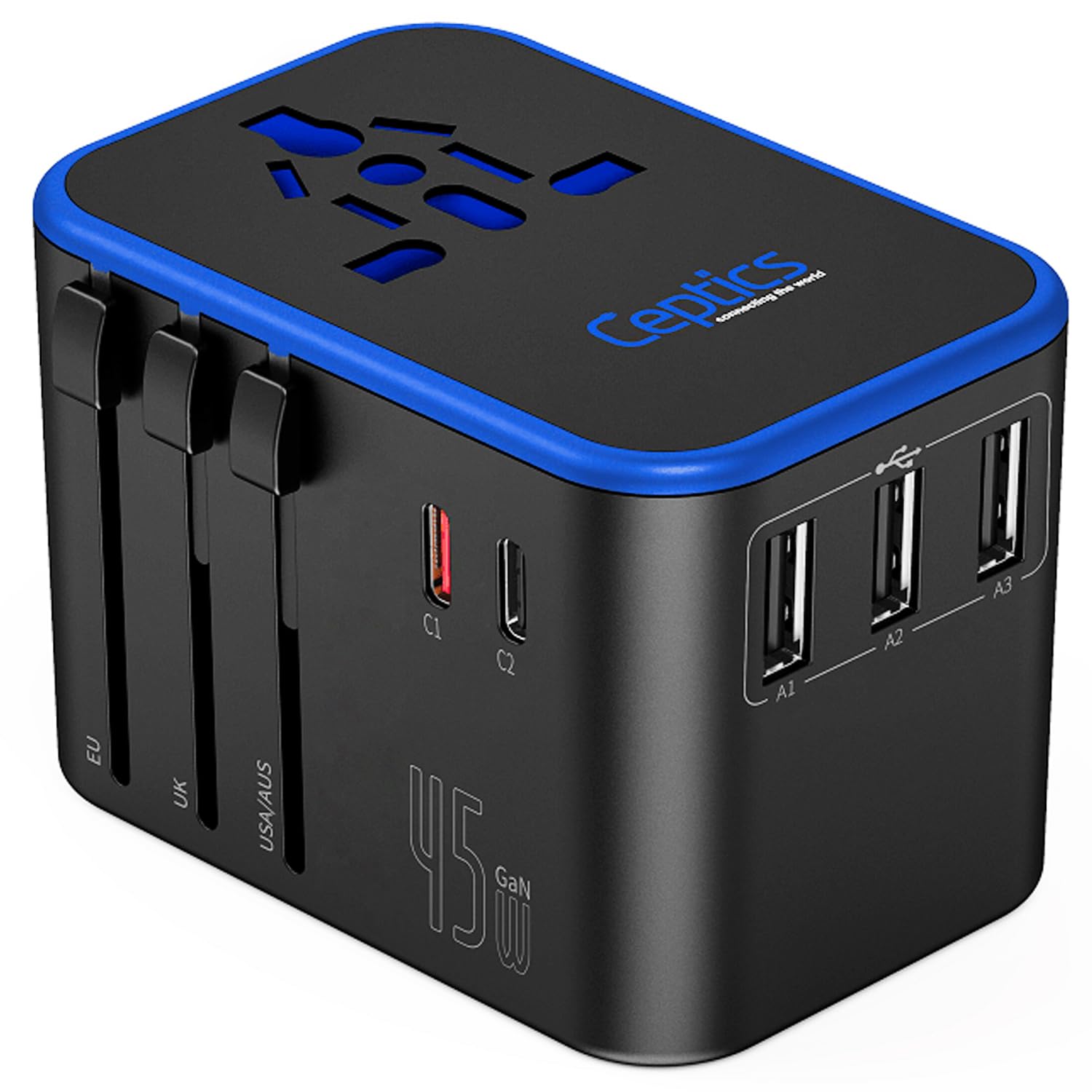 Buy now Ceptics Schuko Germany, France Plug Adapter, Dual Input - Ultra Compact Light Weight - Usa to Russia, South Korea Travel Adaptor Plug - Type E/F (3 Pack) at indiglob india