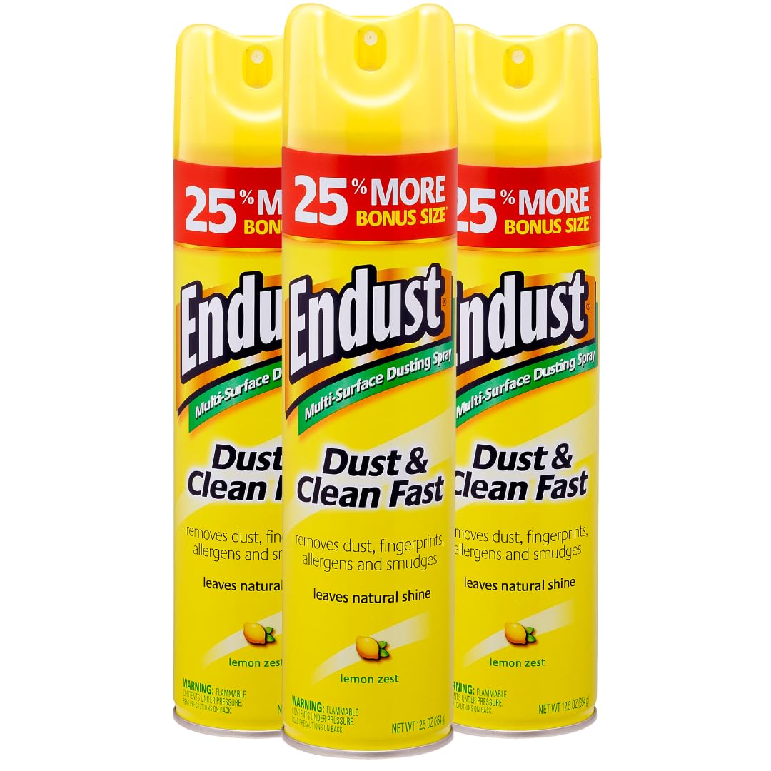 Endust Lemon Zest Multi-Surface Dusting and Cleaning Spray, Lemon Zest, 3-Pack