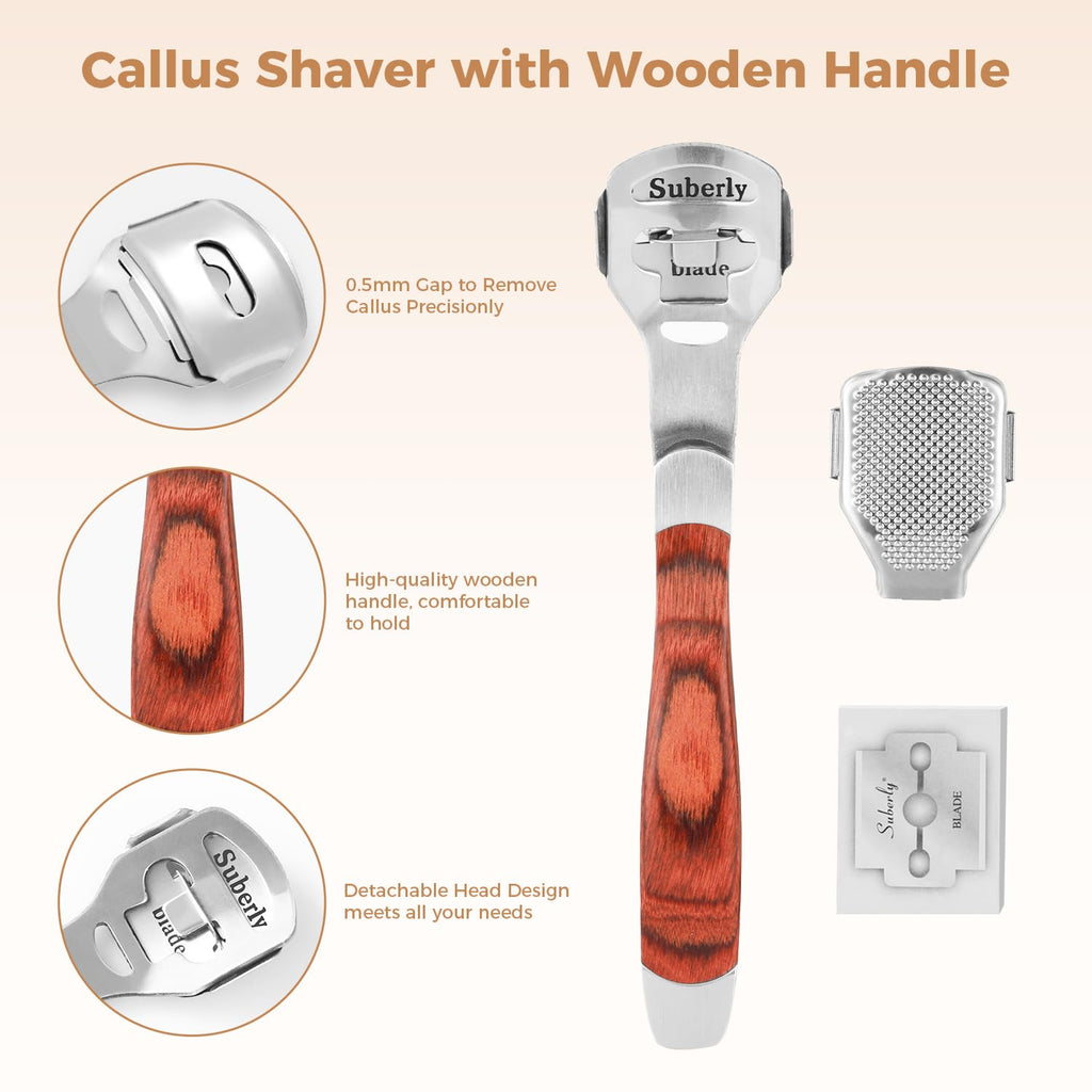 Foot File Foot Scrubber Pedicure - Callus Remover for Feet Easkep Professional Grater Rasp Foot Scraper Corns Callous Removers Cracked Dead Skin Remover for Dry and Wet Feet (Golden Set)