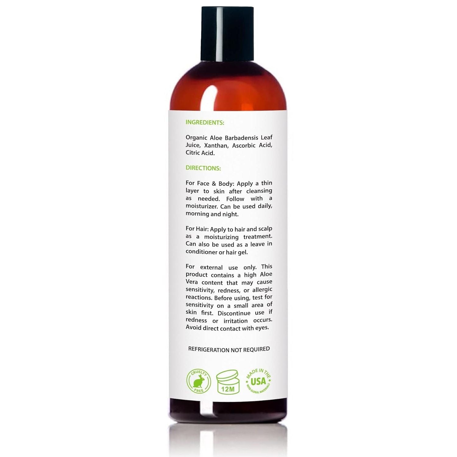 Buy now Organic Aloe Vera Gel for Skin, Face, Body, After Sun Care - USDA Certified Organic, 12 fl. oz. at indiglob india