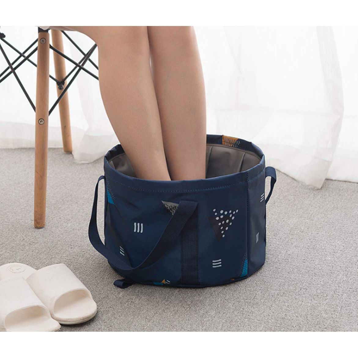 Buy now 14L Collapsible Foot Soaking Bath Basin Bag with Handles for Kids, Portable Pedicure Feet Spa Bucket Tub for Travel Camping at indiglob india