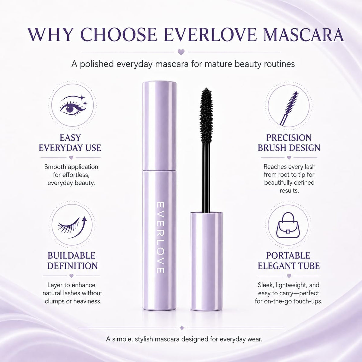 Everlove Mascara，Everlove Mascara for Older Women，Smooth Brush Application