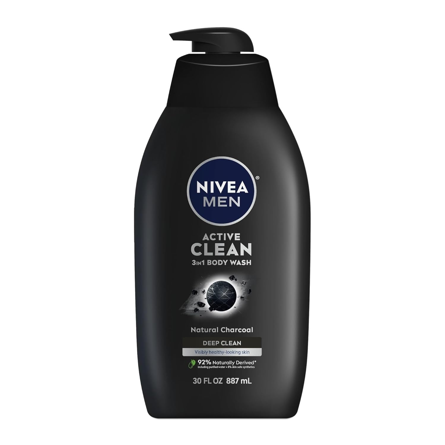 Buy now NIVEA Men Active Clean Body Wash with Natural Charcoal for Normal to Oily Skin, 3-in-1 Charcoal Body Wash, Face and Hair, Draws Out Dirt and Impurities, 16.9 Fl Oz Bottle, Pack of 3 30 Fl Oz (Pack of 1) Active Clean at indiglob india