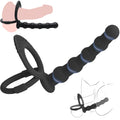 Anal Toys Anal Beads Dual Penetration Cock Ring, Couples Sex Toys Double Anal Dildo Strap On for Anal Play Pleasure & Vaginal Stimulation, Silicone Butt Plug Anal Hook Trainer with Penis Ring