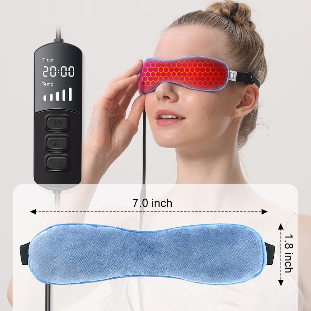 Aroma Season Heated Eye Mask for Dry Eyes, Warm Eye Compress with Flaxseed for MGD, Dry Eye Syndrome, Chalazion Blepharitis Stye Eye Treatment, Steam Moist to Unclog Glands (Blue)
