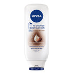 NIVEA Nourishing In Shower Body Lotion, Cocoa Butter, 13.5 FL OZ | Water Activated In Shower Moisturizer with Cocoa Butter for Dry to Very Dry Skin, Non Sticky, Non Greasy Feel