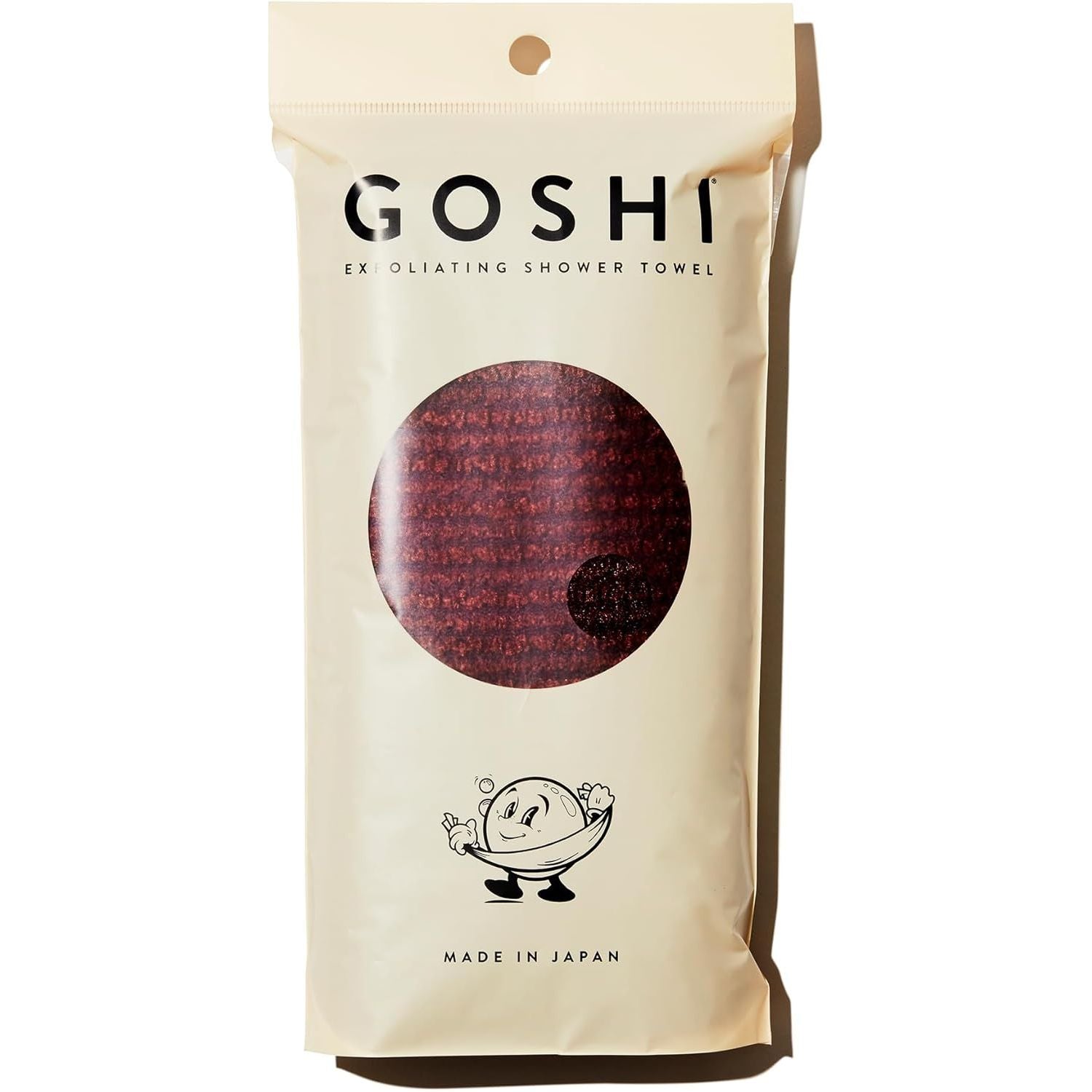 Buy now GOSHI Exfoliating Shower Towel - Rip-Resistant Exfoliating Washcloth for All Skin Types - Made in Japan Red at indiglob india