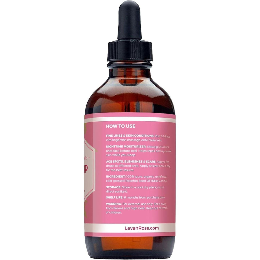 Buy now Leven Rose Rosehip Seed Oil for Face 1 oz - Pure Rosehip Oil for Face - Unrefined Cold Pressed Rosehip Oil for Body - Nighttime Face Moisturizer for Hair, Skin & Nails at indiglob india
