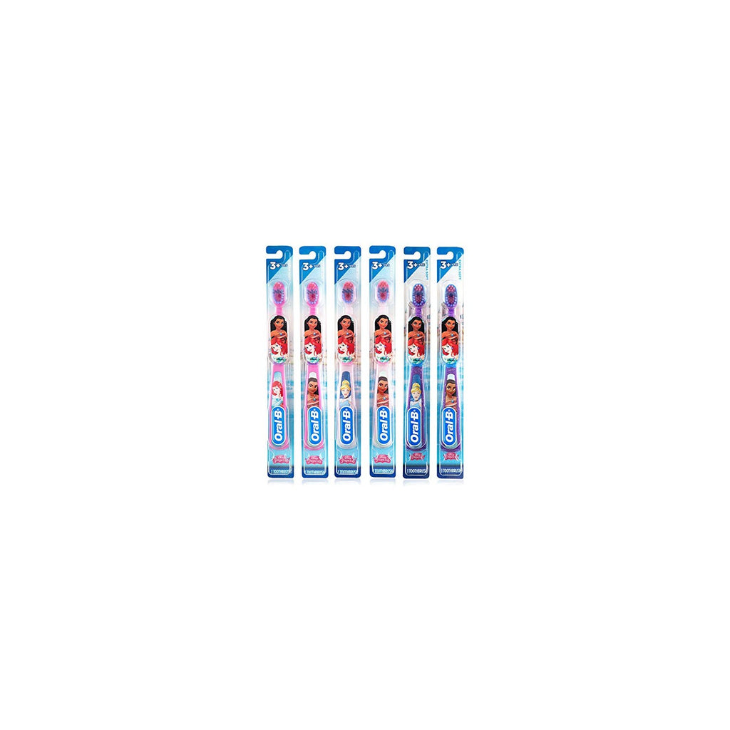 Buy now Oral-B New Princess Toothbrush for Little Girls, Children 3+, Extra Soft, Characters Vary - Pack of 6 (Characters Vary) at indiglob india