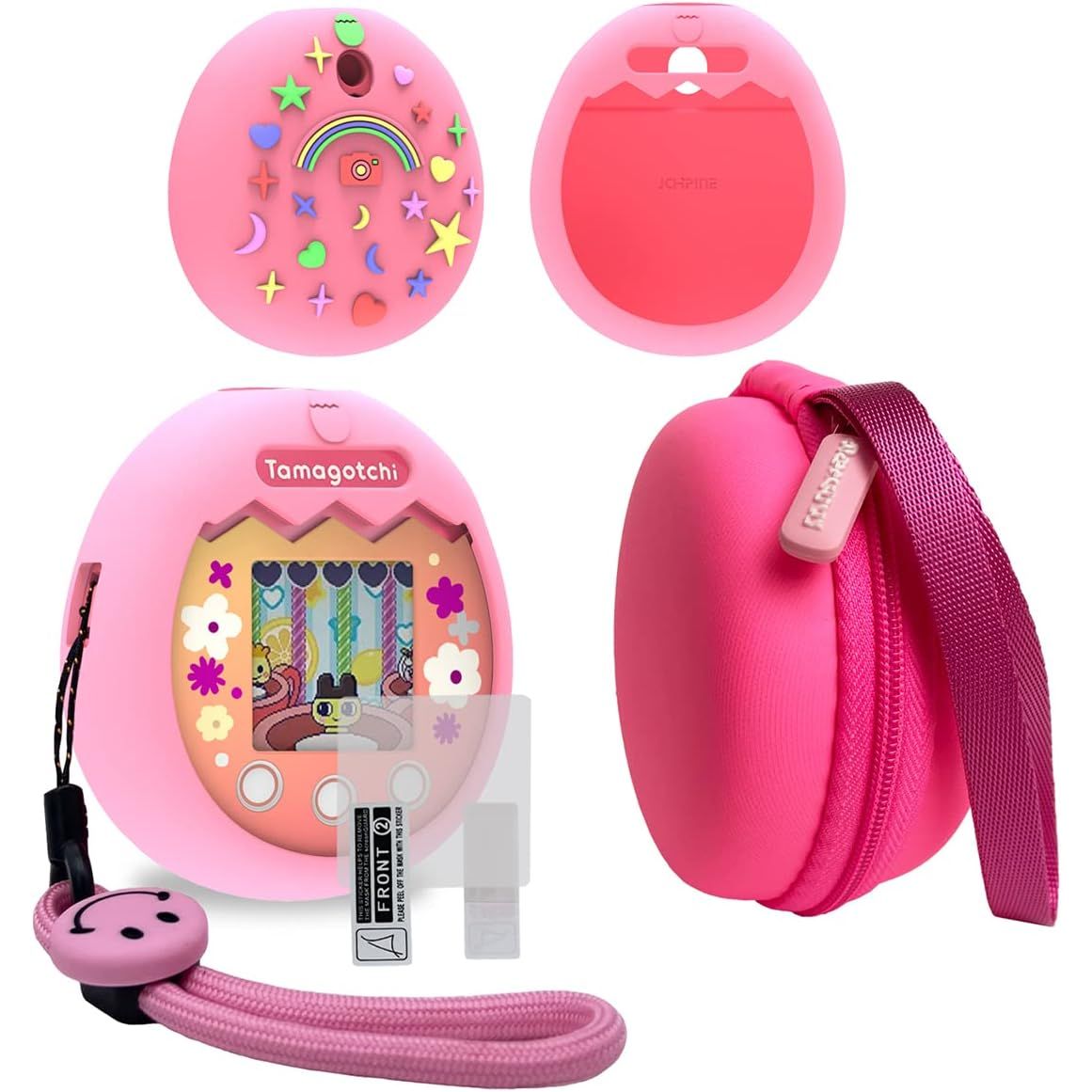 Buy now JCHPINE Hard Carrying Case and Silicone Cover Compatible with Tamagotchi Pix Interactive Virtual Pet Game Machine, Screen Film Protector for Tamagotchi Pix Accessories (Purple) Pink at indiglob india
