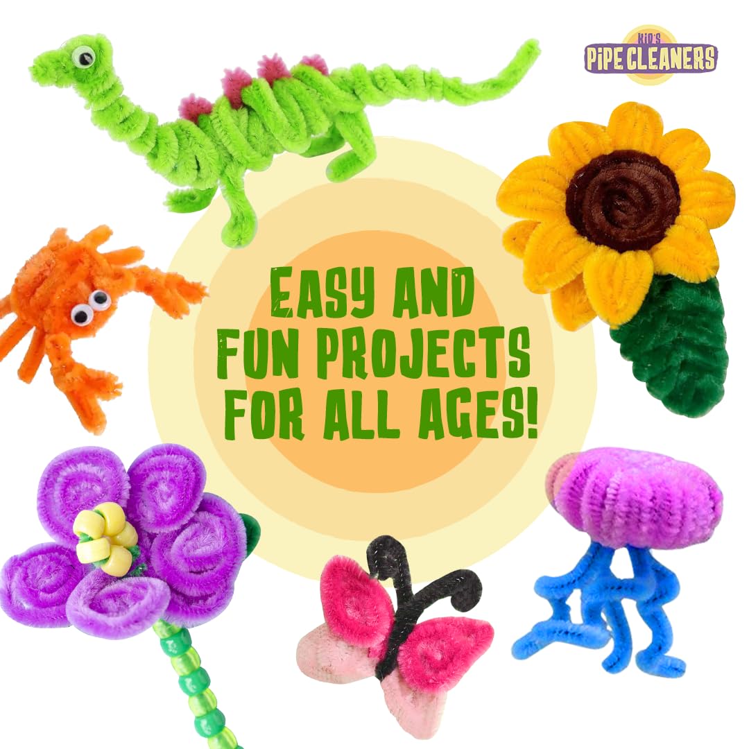 LOVA Pipe Cleaners Craft Bulk 200 Count – 12 Inch Chenille Stems in 20 Assorted Colors, Multicolor Fuzzy Craft Supplies for DIY Arts and Crafts, Flower Stems & Classroom Projects