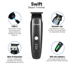 Beard Trimmer for Men, Cordless Hair Clipper & Beard Trimmer Kit, USB-C Rechargeable, DLC Precision Blade, 150-Min Runtime, Compact Travel Grooming Set, Gift for Men with Toiletry Bag
