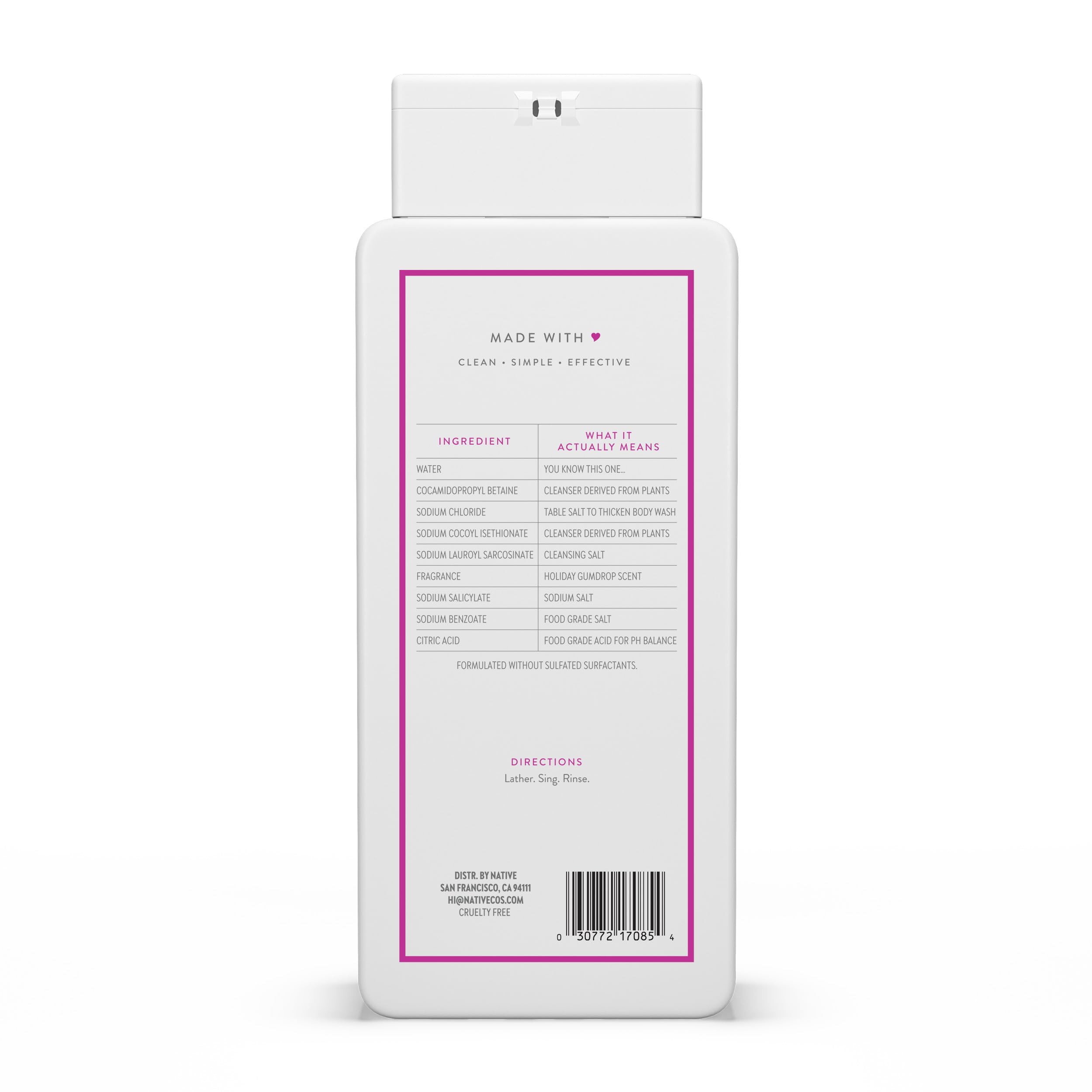 Buy now Native Body Wash, Holiday Edition, Holiday Gumdrop Scent, Contains Naturally Derived Ingredients | For Women & Men, Sulfate, Paraben, & Dye Free Leaving Skin Soft and Hydrated | 18 oz at indiglob india