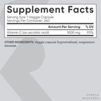 Sports Research® High Potency Vitamin C 1000mg, 240 Count Veggie Capsules | Antioxidant Activity & Immune Support | Ascorbic Acid Vitamin C | Non-GMO Verified & Gluten Free - 240 Servings