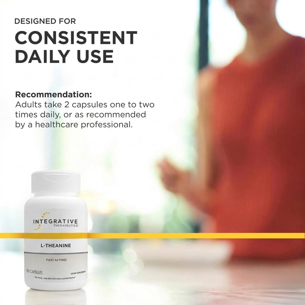 Integrative Therapeutics L-Theanine - Amino Acid Supplement for Stress & Relaxation Support* - Vegan, Gluten-Free & Dairy-Free - Third-Party Tested - 60 Capsules (30 Servings)