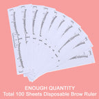 KINGMAS 100 Pack Eyebrow Ruler, Disposable Brow Ruler Microblading Stencil