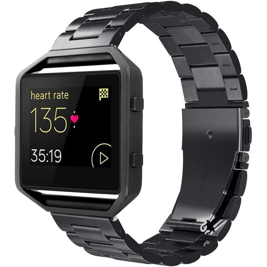 Buy now Simpeak Women Men Stainless Steel Metal Band Strap with Stailess Steel Frame Compatible with Fitbit Blaze, Match Link Removal Tool, Black at indiglob india