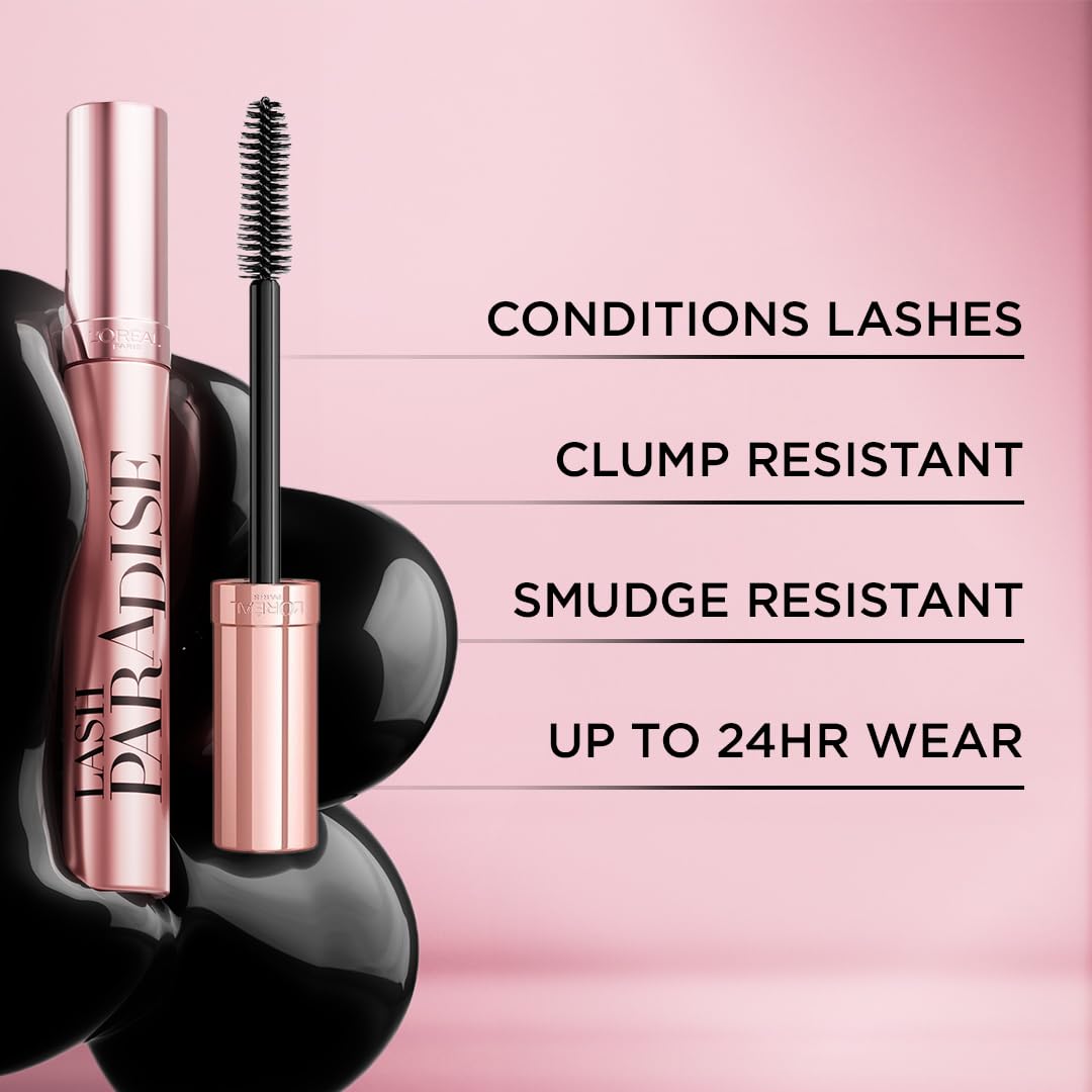Buy now Lâ€™OrÃ©al Paris Makeup Voluminous Lash Paradise Mascara, Voluptuous Volume, Intense Length, Feathery Soft Full Lashes, No Flaking, No Smudging, No Clumping, Mystic Black, 0.28 Fl Oz (Pack of 1) at indiglob india